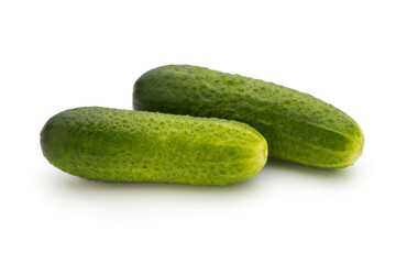 Eco cucumber on white background. Fresh vegetables.