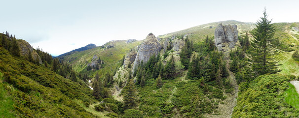 Fototapeta na wymiar Panoramic view of Mount Ciucas on spring