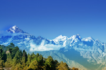 Fototapeta premium Himalayan mountain range at Ravangla, Sikkim