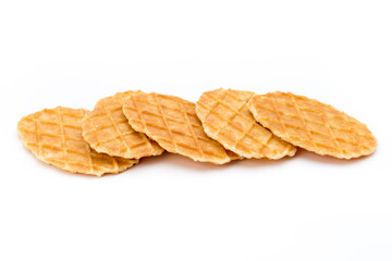 Sweet waffle on the white background.