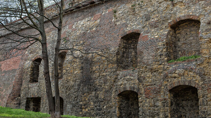 Ancient brick wall in Prague