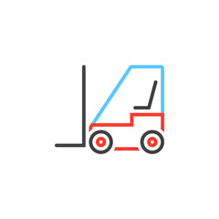 forklift line icon, lift truck outline vector logo illustration, linear pictogram isolated on white