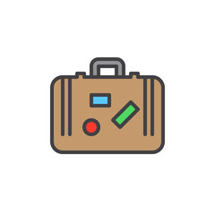 Travel suitcase filled outline icon, line vector sign, linear colorful pictogram. Symbol, logo illustration. Pixel perfect