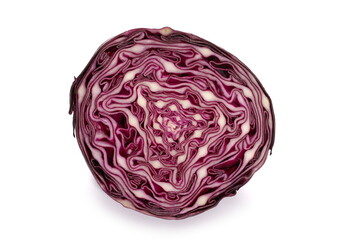 Sliced red cabbage isolated on white background