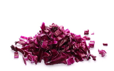Sliced red cabbage isolated on white background