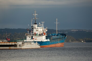 Naklejka premium Industrial dock with ship