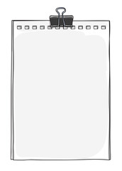 paper notebook and paper clip hand drawn vector art illustration