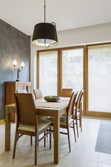 Classic dining room with wooden table