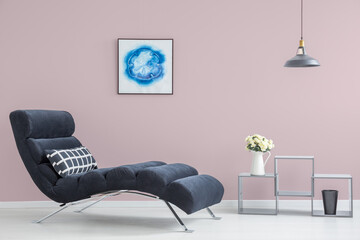 Pink wall in modern interior