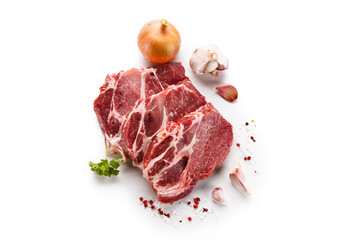 Fresh raw pork isolated on white background