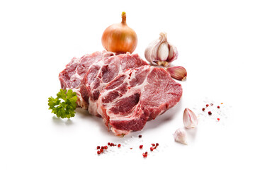 Fresh raw pork isolated on white background