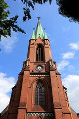 Wieża kościoła, Katedra pw. św. Apostołów Piotra i Pawła w Gliwicach.