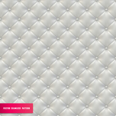 Upholstery Seamless Pattern. White Leather sofa vector Textured Background.