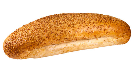 Wheat bread with sesame seeds isolated on a white background