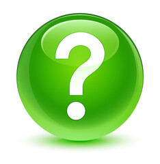 Question mark icon glassy green round button