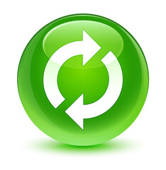 Update icon glassy green round button