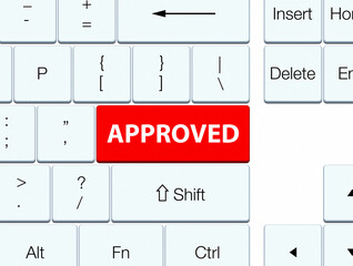 Approved red keyboard button