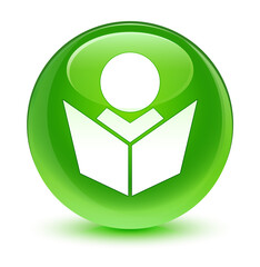 Elearning icon glassy green round button