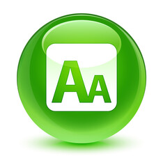 Font size box icon glassy green round button