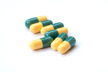 Tramadol medicine capsules in hand.pain relief medicine .