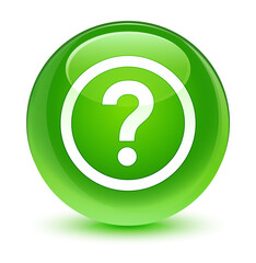 Question icon glassy green round button