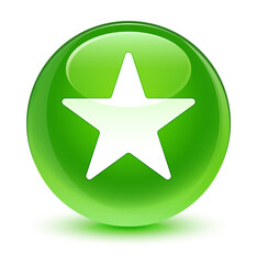 Star icon glassy green round button