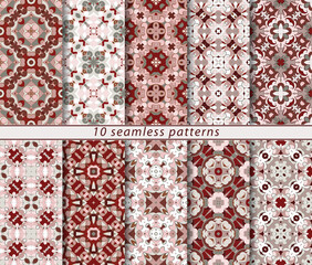 Vector set of ten seamless abstract patterns.