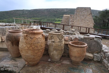 Large pots for olive oil, Knossos Palace, Heraclean, Crete, Greece