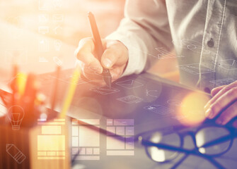 Modern designer working with graphic tablet