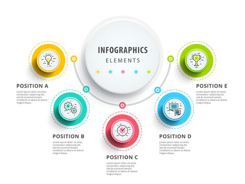 Circle infographics elements design. Abstract business workflow 