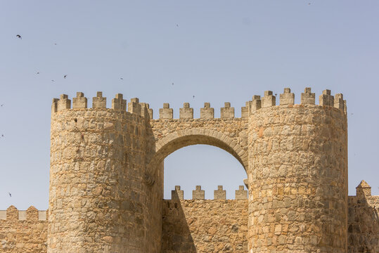 San Vicente Gate and Walls of the historic city of Avila, Castilla y Leon, Spain