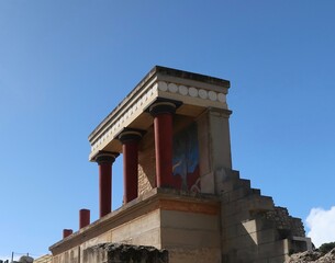 knossos Palace Crete, against clear blue sky
