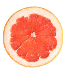 Slice of delicious citrus fruit on white background
