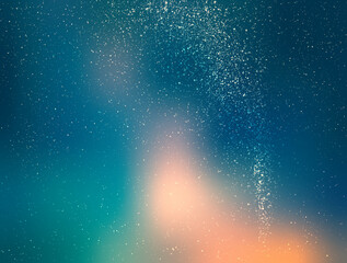 Starry sky illustration, stars and milky way on colored night sky with clusters of stars