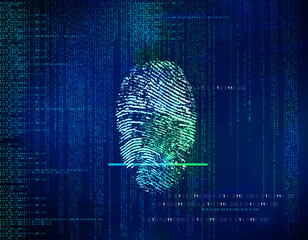 futuristic blue   Technology abstract background with network communication, scan fingerprint