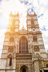 Fototapeta na wymiar Westminster Abbey (The Collegiate Church of St Peter at Westminster) - Gothic church in City of Westminster, London. Westminster is traditional place of coronation and burial site for English monarchs
