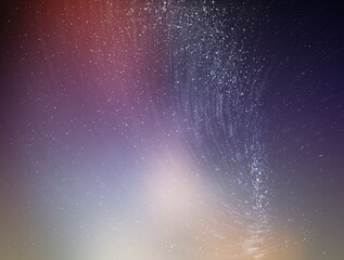 Starry sky illustration, stars and milky way on colored night sky with clusters of stars