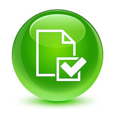 Checklist icon glassy green round button