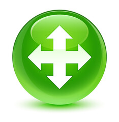 Move icon glassy green round button