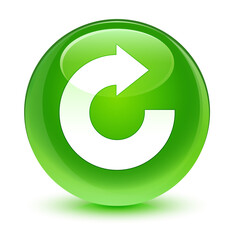 Reply arrow icon glassy green round button
