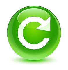 Reply rotate icon glassy green round button