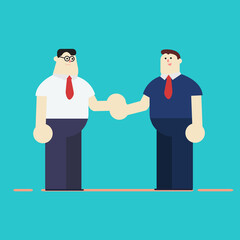 Fototapeta premium Flat cartoon Business men characters style Contact Business or deal and handshake with blue background