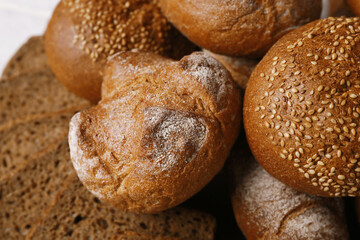 Loaves of delicious rye bread, closeup