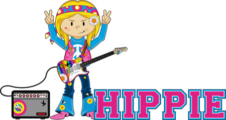 Cute Hippie with Electric Guitar - 157452281