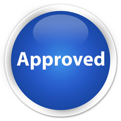 Approved premium blue round button