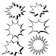 Blank template comic text speech bubble star set vector.Dialog empty box space with isolated white background.comics book sketch explosion sudden burst bomb