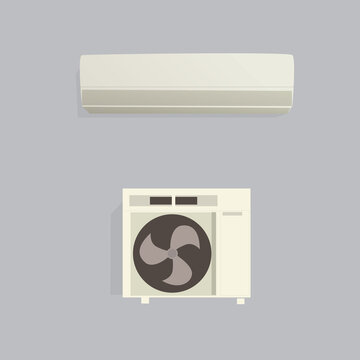Air conditioner with shadow and isolated grey background