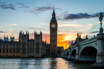 Naklejka premium Big Ben and westminster bridge in London