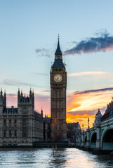 Fototapeta na wymiar Big Ben and westminster bridge in London