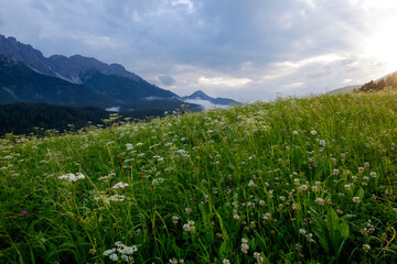 Fototapeta premium Rainy sunset on the Alps